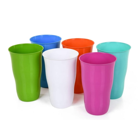 Plastic Cups 21 Ounce Tumbler (Pack of 6, Assorted Colors)