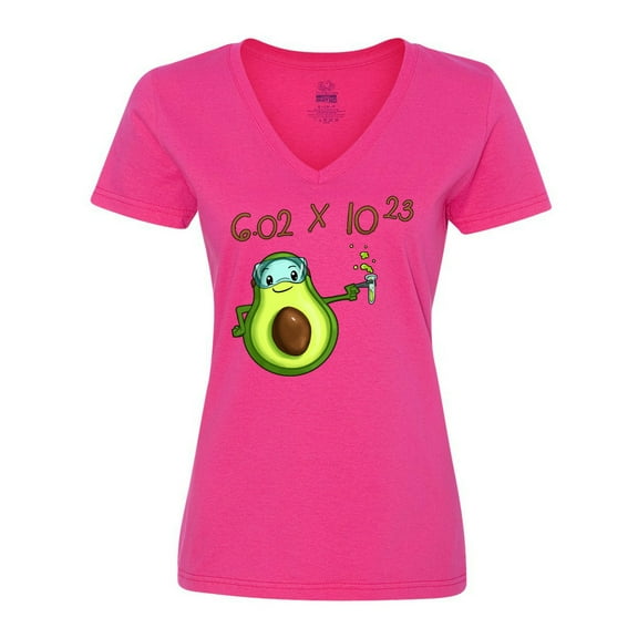 Inktastic Avogadro's Number with Avocado Chemist Women's V-Neck T-Shirt