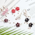 thumbnail image 5 of 5 Pairs 5 Colors Acrylic Flower Dangle Hoop Earrings with Rhinestone Tassel Light Gold Alloy Long Drop Earrings for Woman Mixed Color 72x27mm 1 Pair/color, 5 of 7
