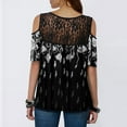 thumbnail image 4 of Pompotops T-Shirt Mode Femme Imprimé Floral Dentelle Manches Courtes Tee Décontracté Blouse, 4 of 7