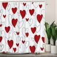 thumbnail image 2 of Red Heart Shower Curtain, Polka Dot Sweethearts Love Valentine''s Day Line Heart Bathroom Fabric Shower Curtain Sets for Bathroom with 12 Hooks 72"x72" Love Heart Shower Curtain Sets, 2 of 7
