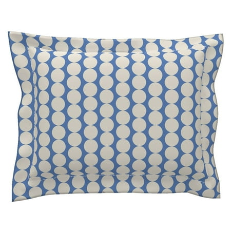 Mod Dot Circles - Mod Dots Modern Home Decor Blue And White Circle Pillow Sham by Roostery