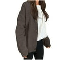 thumbnail image 4 of MIUOWANP Zip up Hoodie for Women Women's Winter Loose Core Yarn Sweater Cardigan Knitted Sweater Jacket Long Sleeved Hooded Casual Jacket Brown Free Size, 4 of 5