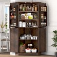 thumbnail image 2 of ANPOO 68" Tall Corner Storage Cabinet with 6 Side Door Shelves and Adjustable Shelves, 5 Tier Farmhouse Pantry Cabinet for Bathroom, Living Room, Kitchen,Brown, 2 of 8