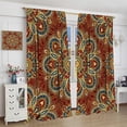 thumbnail image 4 of Mandala Curtains Retro Eastern Style Mandala Flowers Brown Art Print for Bedroom Living Room Bathroom Kitchen Decor Rod Pocket Blackout Window Drape 55x63in, 4 of 6