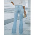 thumbnail image 5 of Women’s High Waist Light Wash Frayed Flare Jeans Pant cuff hemming design Stretch Denim for Effortless Retro Chic, 5 of 7