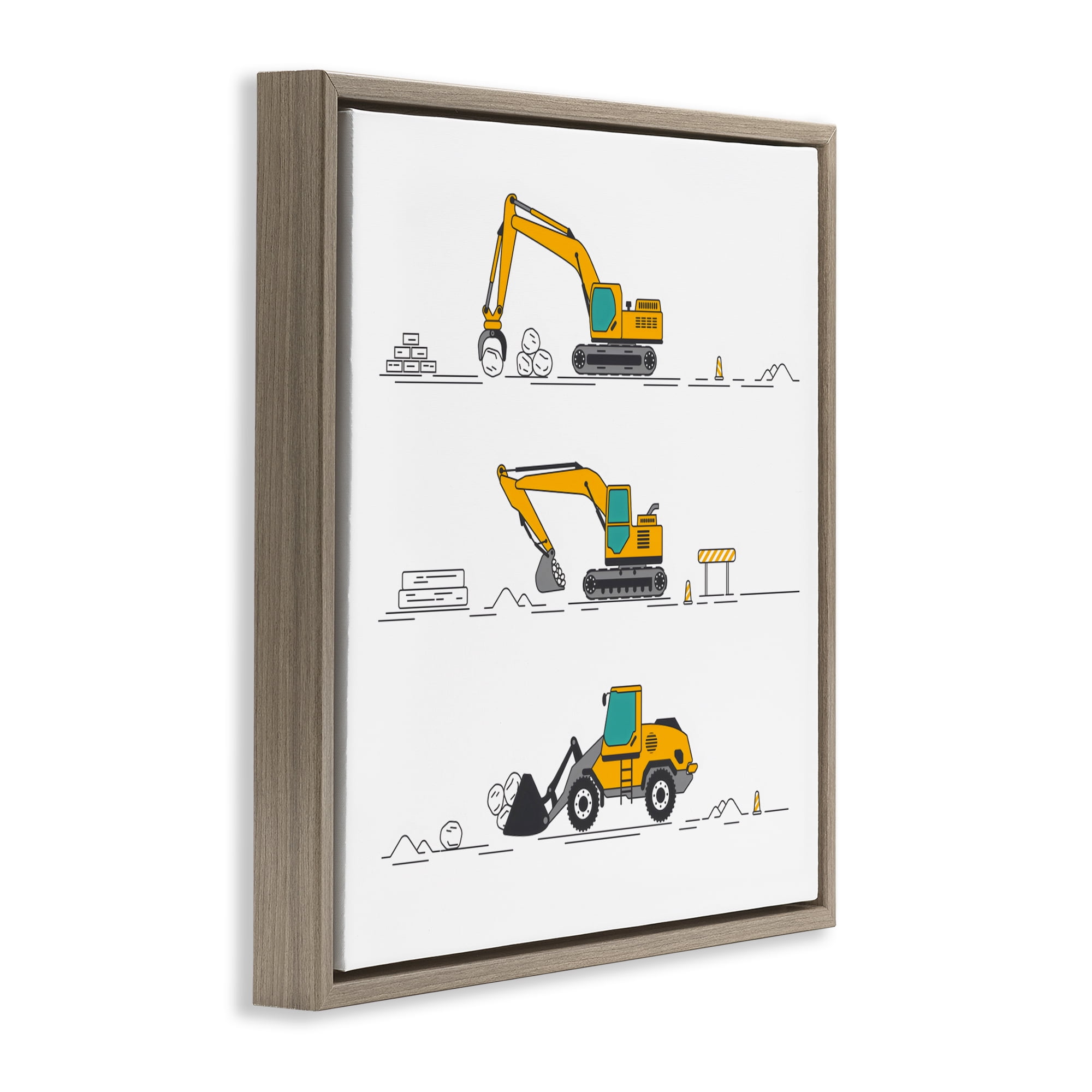 Stupell Industries Construction Digs Machine Brown Framed Floater Canvas Wall Art, design by Creative Studio