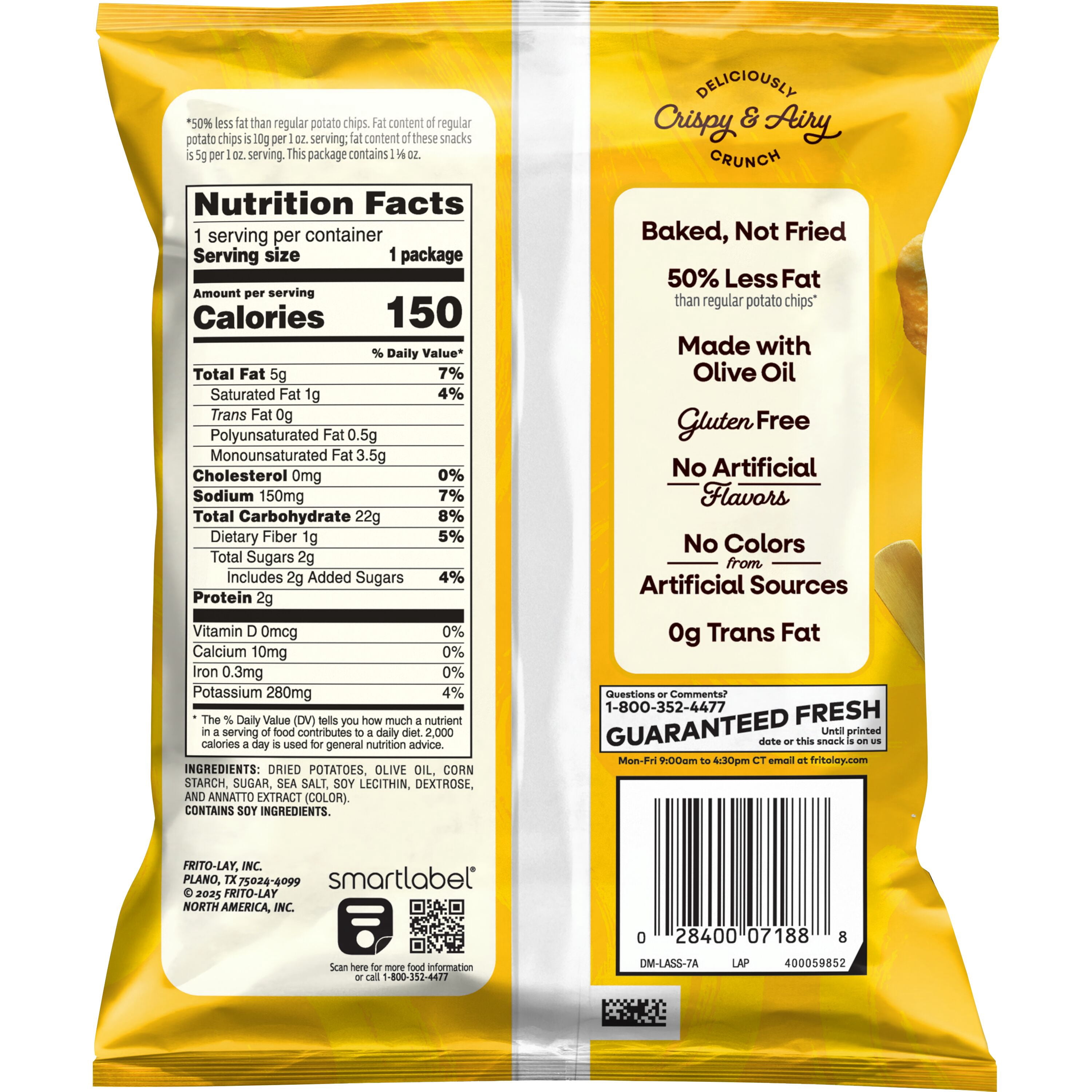 Baked Lay’s 50% Less Fat Original Potato Chips Bag, 1.13 oz