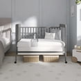 thumbnail image 5 of Dream On Me Carson Classic 3-in-1 Portable Crib in Steel Grey, Removable Wheels, Converts from Baby Crib to Toddler Bed, Day Bed and Kids Sofa, Three Adjustable Mattress Height Positions, 5 of 10