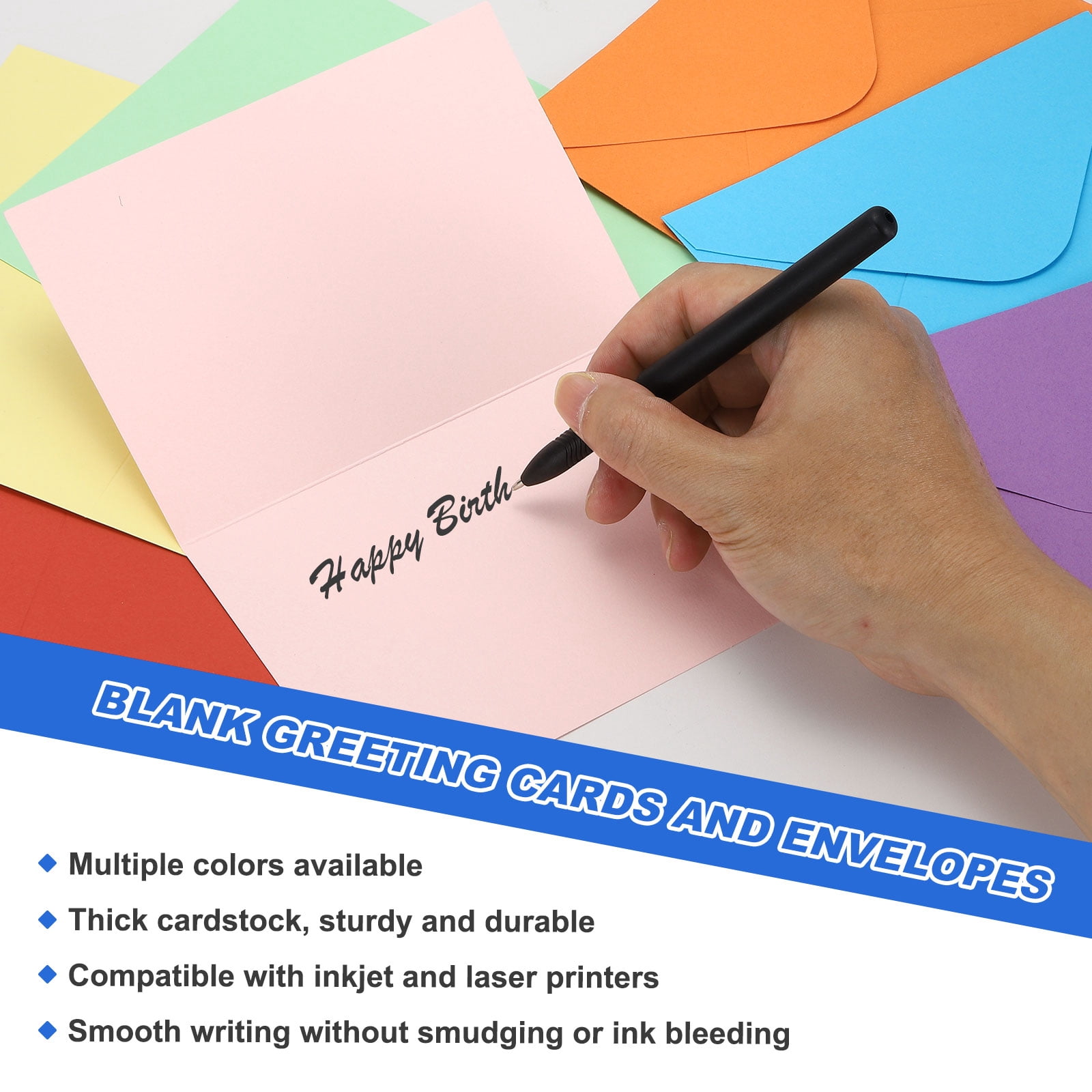 Uxcell 4 x 6" Blank Greeting Cards and Envelopes, 50Sets Half Fold Note Cards and Envelopes 250g Thick Cardstock for DIY Wedding Birthday Party Invitations, Bright Red