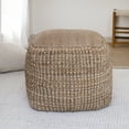 thumbnail image 2 of Ox Bay Jerry Square Natural Striped Jute Indoor Medium Pouf Ottoman, 18" H x 18" W, 2 of 5