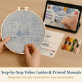 thumbnail image 3 of ComfiTime Embroidery Kit for Beginners – 4 Skill-Building Levels for Kids & Adults, Stamped Basic Stitch Patterns, Easy Arts & Crafts with 2 Hoops, Threads/Floss, Needles, Scissors & Instructions, 3 of 14