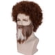 thumbnail image 2 of Peluca corta estilo afro marrón rizado con barba para disfraz de cosplay, 2 of 3