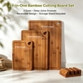 thumbnail image 2 of OVINESY Bamboo Cutting Board Set with Storage Stand, 4 Pcs Wood Cutting Boards for Kitchen, Deep Juice Grooves, Knife-Friendly Surface, Space-Saving Charcuterie & Meal Prep Board Set for Home Kitchen, 2 of 9