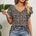 thumbnail image 4 of SELONE Peplum Tops for Women Dressy Short Sleeve Tops Blouses Regular Fit T Shirts Pullover Tees Tops Abstract Print T-Shirts V Neck Tops Blouses Easy Care Soft Breathable Pullover Tops White L, 4 of 5