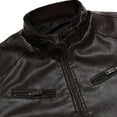 thumbnail image 2 of TIHLMK Men's Leather Jacket Vintage Stand Collar Men's Leather Plus Fleece Jacket, Motorcycle Jacket, Warm Leather Jacket Coffee, 2 of 7