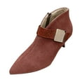 thumbnail image 7 of Kitten Heel Ankle Boots for Women V Cut Pointed Toe Elegant Dressy Party Prom Suede Zipper Short Booties, 7 of 7