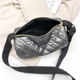 thumbnail image 2 of Bolso de cubo cilíndrica con cremallera de bolso de celosía de algodón acolchado (plata), 2 of 5