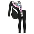 thumbnail image 4 of TiaoBug Long Sleeve Gymnastic Leotard for Girls Dance Skating Jumpsuit with Leggings Pants 2Pcs Set Leopard 8, 4 of 7