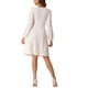 thumbnail image 3 of Vestido midi A-Line Inspire Chic para mujer, vestido de cuello en V texturizado con cruce, color beige, 3 of 6