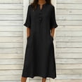 thumbnail image 1 of TaTaai Ladies V-Neck Ruffle Half Sleeve Solid Color Long Dress Button Down Design with Pockets Fashion Casual Comfortable Dress for Women Gift, 1 of 6