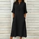thumbnail image 1 of TaTaai Ladies V-Neck Ruffle Half Sleeve Solid Color Long Dress Button Down Design with Pockets Fashion Casual Comfortable Dress for Women Gift, 1 of 6