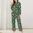 thumbnail image 2 of Yiaed Cartoon Turkey Print Pajamas Women's Long Sleeve Sleepwear Soft Button Down Loungewear Pjs Lounge Set Nightwear Womens Pajama Pants-Large, 2 of 7