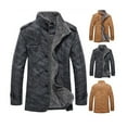 thumbnail image 4 of goowrom Men Leather Coat, Stand Collar Long Sleeve Greatcoat Jacket, 4 of 5
