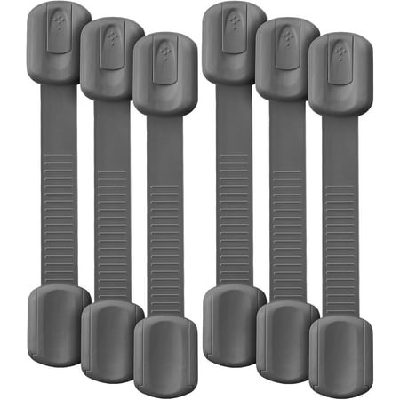 Bates- Child Safety Strap Locks, 6 Pack, Gray Baby Cabinet Locks