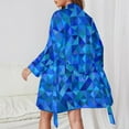 thumbnail image 2 of Blue Abstract Geometry Pajama Robe Bright Shapes Print Long Sleeve Warm Pajamas Robes Lady V Neck Room Sleepwear Spring Dress, 2 of 4