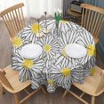 thumbnail image 3 of White Daisy Flower Black Lines Pattern Round Tablecloth 60"x60",Wrinkle Wipeable Table Cloth for Kitchen Dining Room Picnic Patio Party, 3 of 6