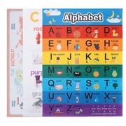 Hemoton 3pcs Early Educational Alphabet Children Kids Wall Chart Poster Office School Education for Kids (Alphabet + Colors + The World)