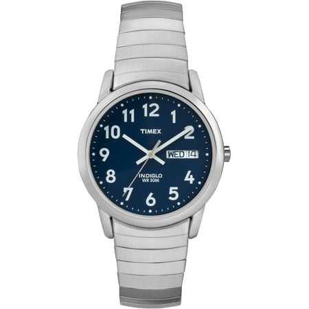 UPC 048148200319 product image for Timex Men s Easy Reader Day-Date 35mm Silver-Tone/Blue Stainless Steel Expansion | upcitemdb.com