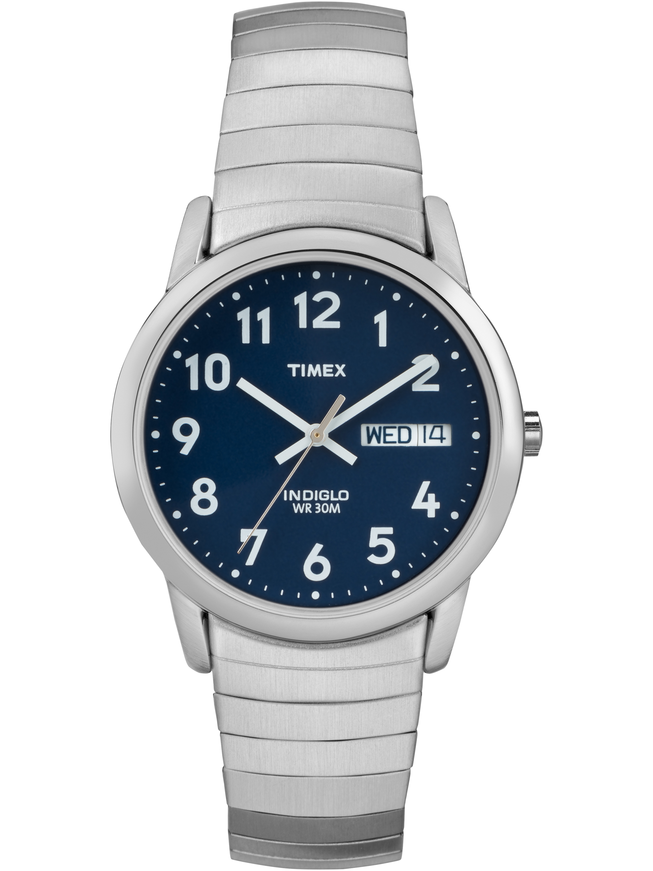 Timex Timex Men s Easy Reader Day Date 35mm Silver Tone Blue 