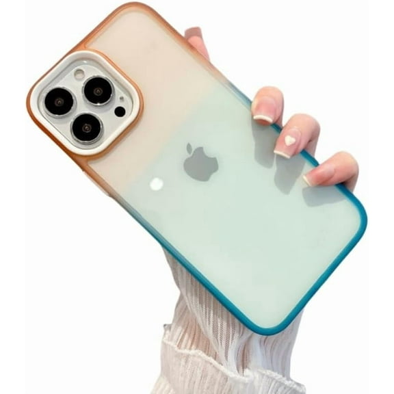 Summer Gradient Colour Two-Tone U Shield Phone case, Clear Phone case, Small Fresh Design, Multiple Colours Available, for iPhone 14 13 12 11 Pro Plus Max Phone case (P4,iPhone 14 Pro Max)