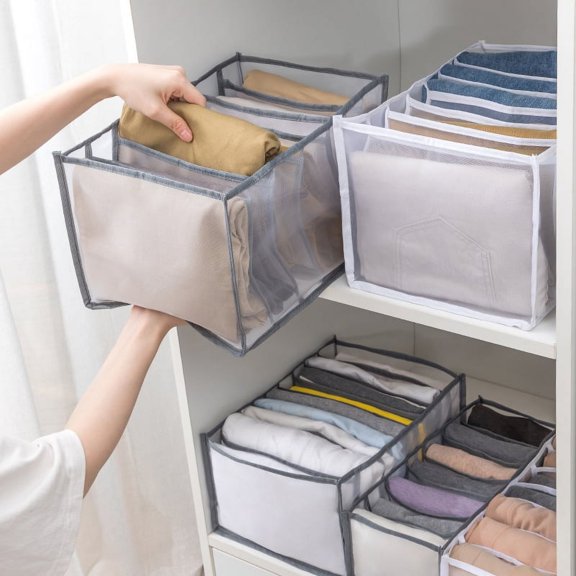 Underwear Organizer, Sock Bra Organizer, Divider Clothing Drawer Organizer, Foldable Closet Storage Boxes for Socks, Bras, Ties, Towels, Scarves