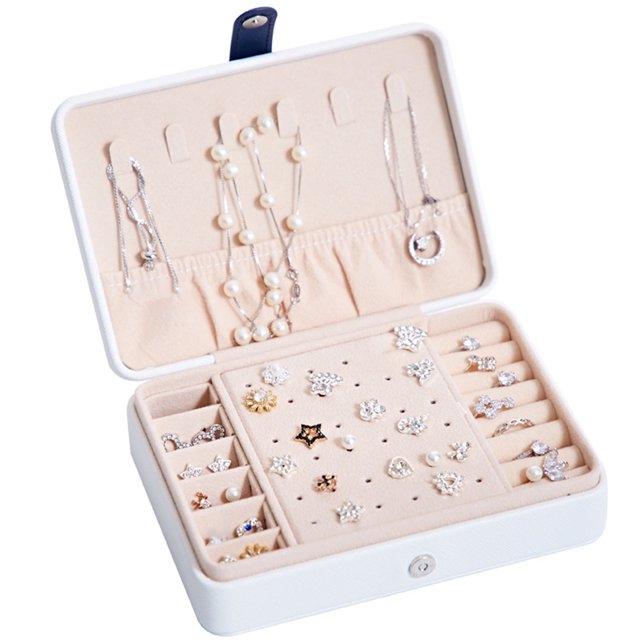 LCXmlly Desk Clock Jewelry Organizer Box Large Capacity Double Layer Dustproof with Removable Dividers