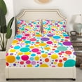 thumbnail image 3 of YST Colorful Polka Dots Bed Sheets Set Abstract Geometry Sheet Set King Size Modern Rainbow Circle Sheets Cartoon Circles Rounds Flat Fitted Sheet Christmas Themed Decor, 3 of 5