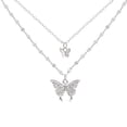 thumbnail image 1 of Collar de mariposa de doble capa con diamantes brillantes Pomoko, 1 of 5