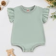 thumbnail image 2 of zaveiop Baby Girl Solid Ruffle Romper Bodysuit Jumpsuit Casual Clothes (Light Green, 3-6 Months), 2 of 5