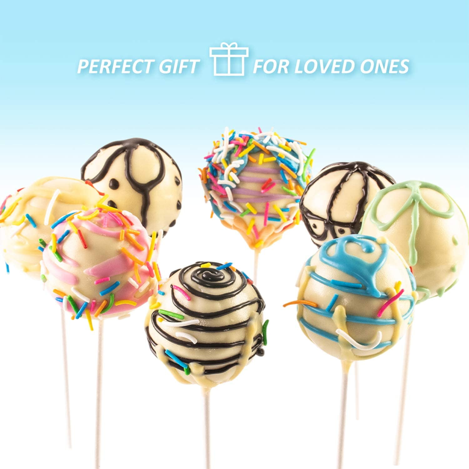 Lollipop Sticks Bleached Aqua 3 Tier Display Stand Cake Pop Maker Set Including Silicone Lollipop Molds Decorating Pen Chocolate Candy Melting Pot Silicone Cupcake Molds Bags and Twist Ties 