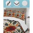 thumbnail image 4 of Burnt Orange Green Full Size Down Alternative Comforter, Lightweight Comforter Quilt Bedding Set with Pillow Shams Vintage Abstract Flowers All Seasons Bed Comforter Duvet Insert 78"x90", 4 of 7