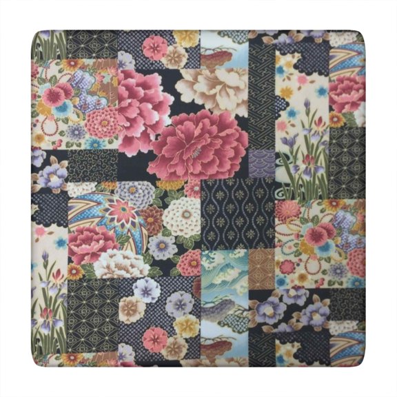Pioneer Flower Floral Print Pattern Square Fitted Tablecloth with Elastic Edge,Square Table Cover,Washable Elastic Table Cover for Home Kitchen Party Decor 34"x34"