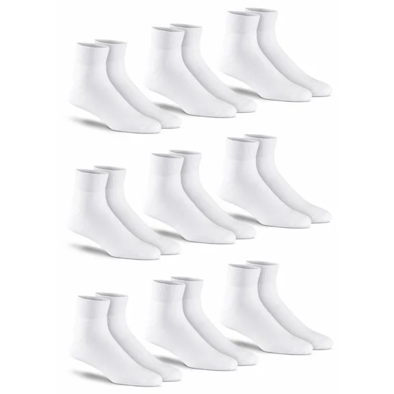 Jefferies Socks Men's White Ankle Quarter Low Cut Cotton Sport Socks 9 Pair Pack