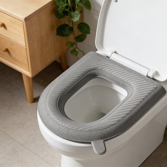 Universal Toilet Seat Cushion, Washable Thick Soft Toilet Pad with Handle, Non-Slip Bathroom Seat Cover for Comfort, Fits U-Shaped V-Shaped O-Shaped and Square Toilets, Easy Clean Home Accessory