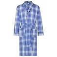 thumbnail image 2 of Bill Baileys Men?s Long Sleeve Premium Cotton Blend Woven Robe Lightweight Sleep & Morning Robe (Small/Medium, Teal Blue Plaid), 2 of 3