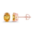 thumbnail image 2 of Decadence Rose Gold Plated 925 Sterling Silver 7x5mm Oval Cut Natural Citrine November Birthstone Screwback Stud Earrings, 2 of 7