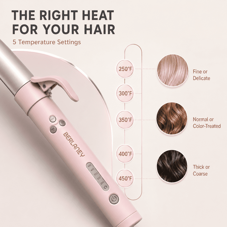 Berlaney 1.25" Automatic Rotating Curling Iron, Pink photo 8