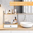 thumbnail image 4 of 2 Tier Bathroom Counter Organizer with Drawer, Wood Bathroom Storage Shelf Counter for Cosmetic Vanity Tray Kitchen Spice Rack Coffee Station Organizer, Bathroom Decor, 4 of 8
