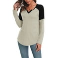 thumbnail image 3 of Anyjoin Women's Long Sleeve Tunic Tops V Neck Color Block Tops Loose Casual Blouse, 3 of 6